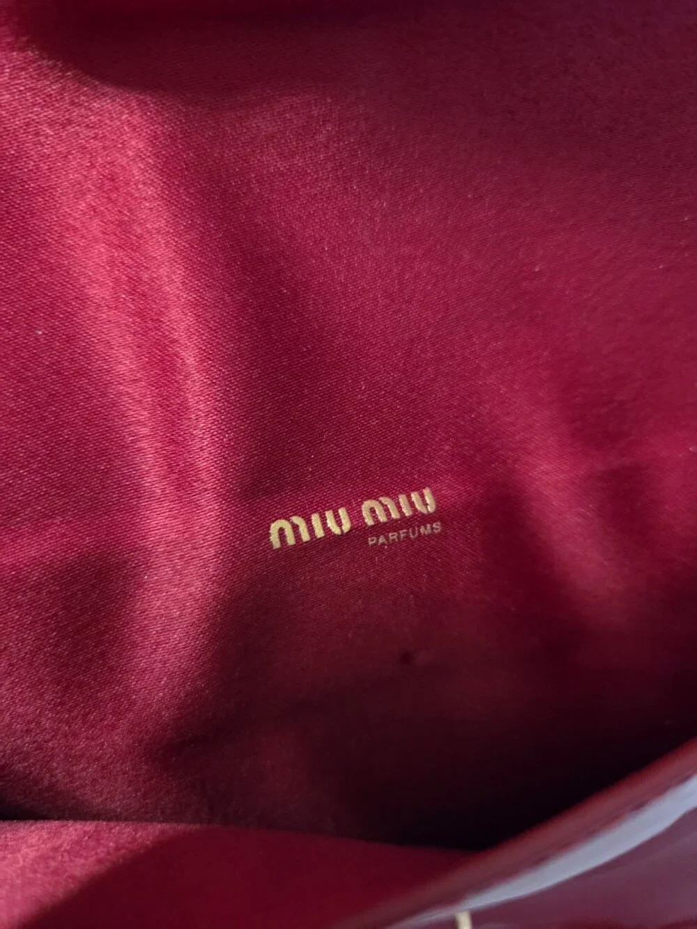 Miu Miu Red Patent Large Pouch Clutch Gold Latch With Box